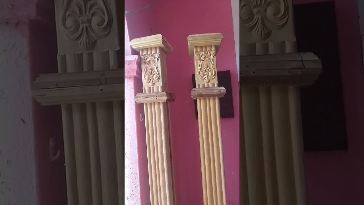 The wood carving done on the bed head post for the queen size panel.