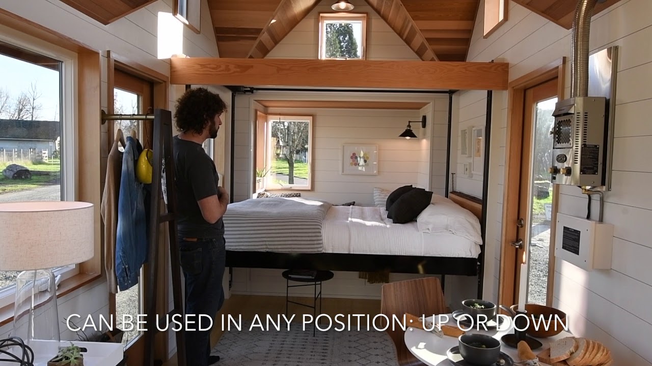 Tru Form Tiny's New Elevator Bed with Headboard that Converts to a Desk