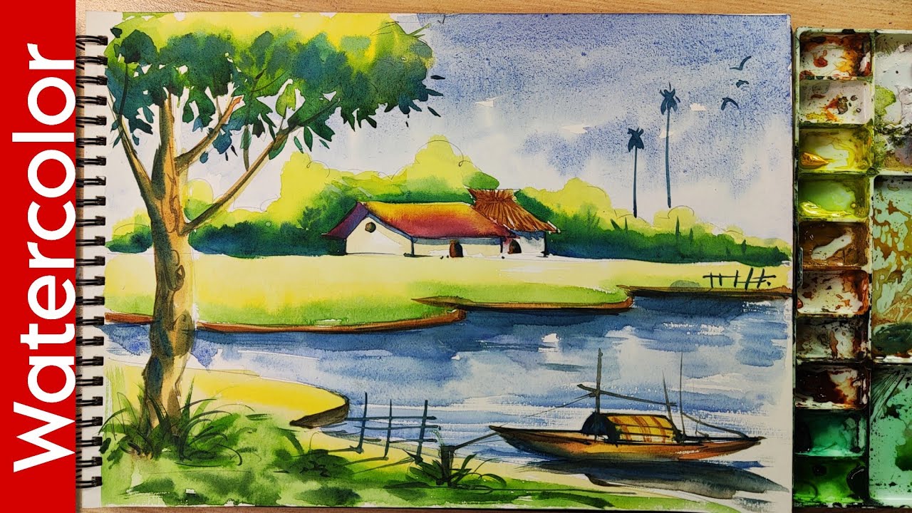 Watercolor Landscape for Biggners✅@Sanjayshaharts 