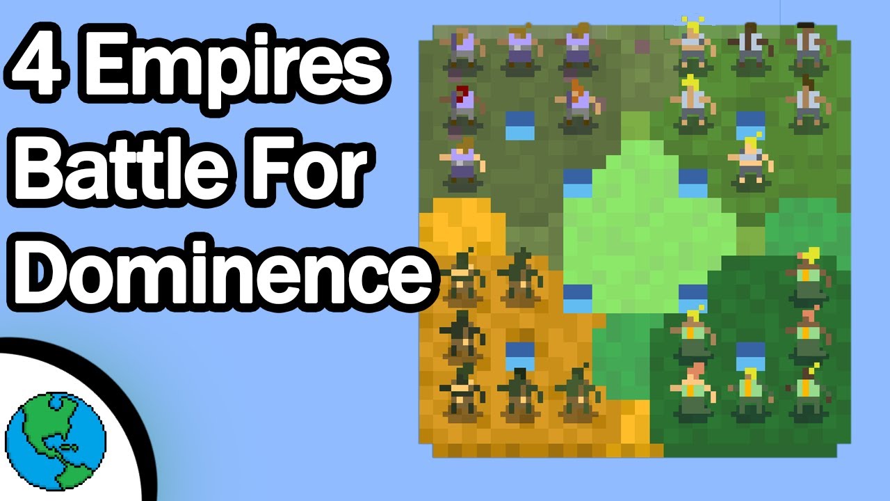 4 Empires Fight For Dominance! Using different biomes! -WorldBox