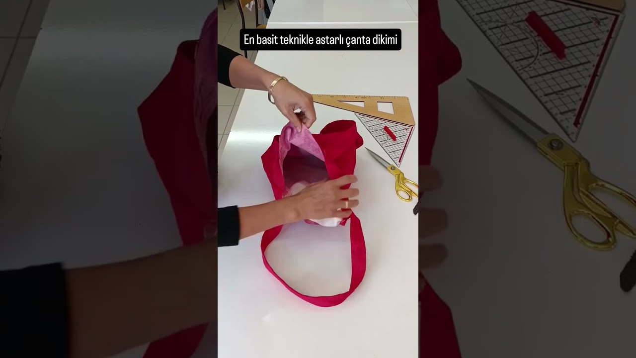 En basit teknikle astarlı çanta dikimi