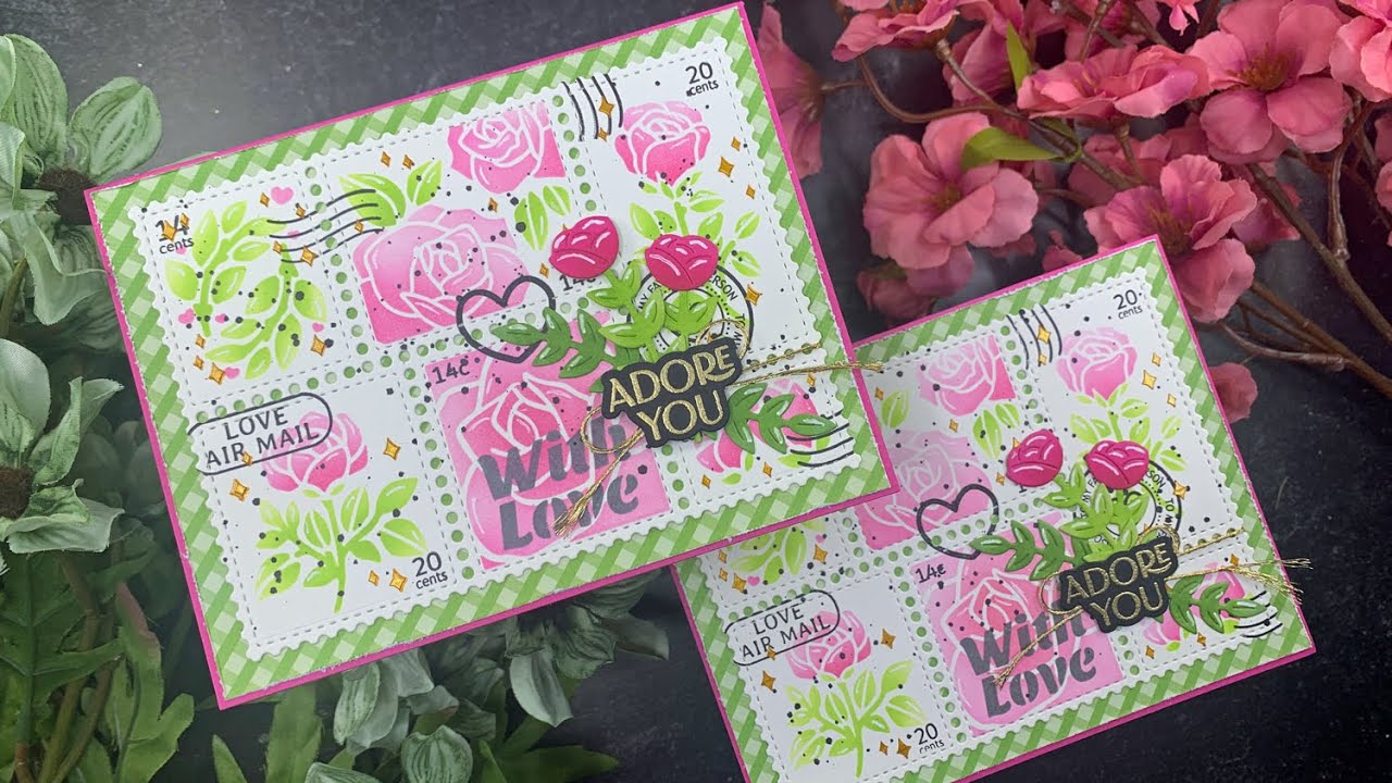 Rose Postal Collage Cards | Waffle Flower | AmyR 2024 Valentine's Card Series #1