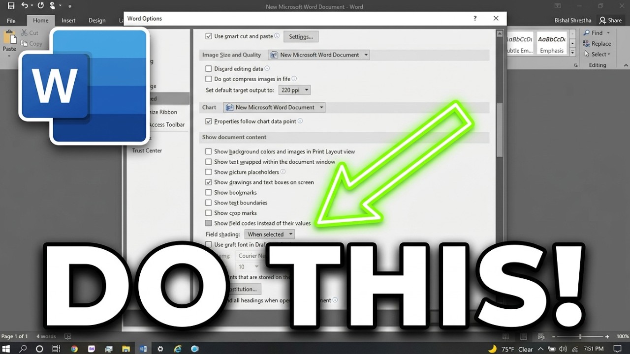 How to fix the Hyperlinks showing up in brackets instead of blue underlined text in Microsoft Word