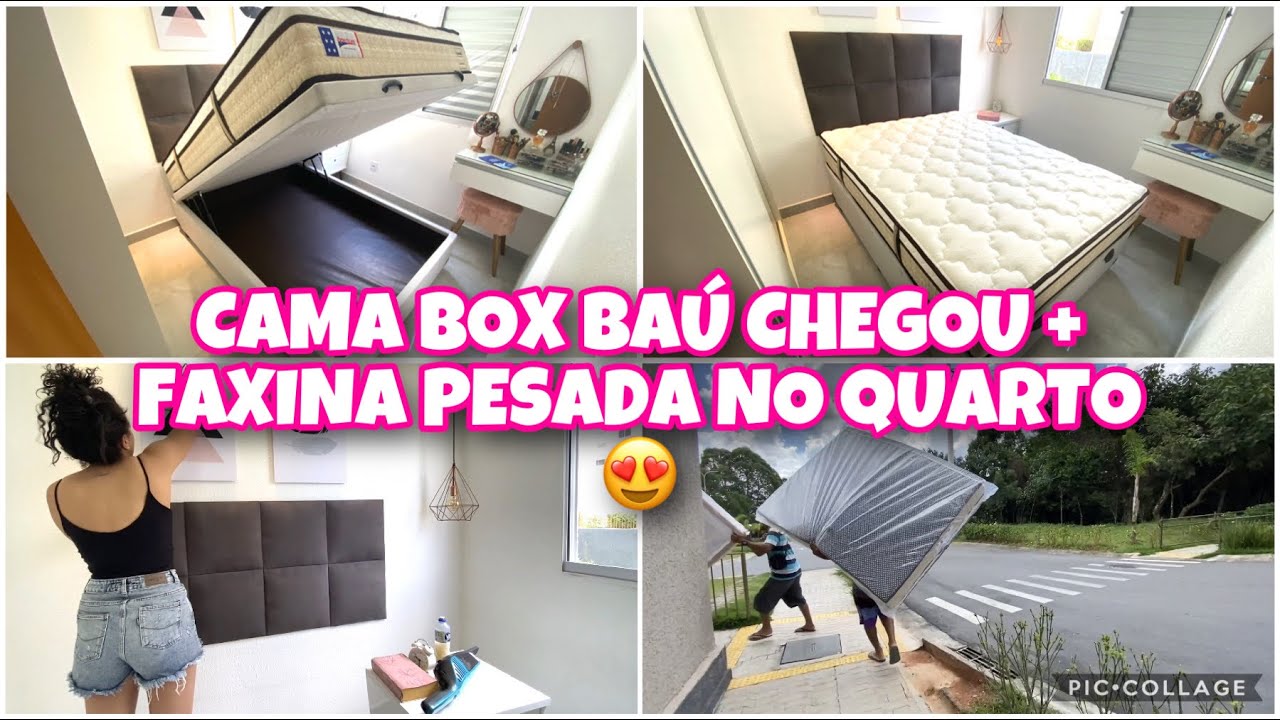 CAMA BOX BAÚ E COLCHÃO CHEGOU E ELA É MARAVILHOSA / VALOR + FAXINA NO QUARTO | APÊ MRV ❤️