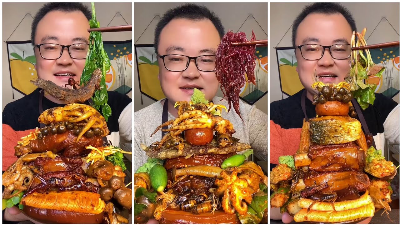 Mukbang#43 :Eat belly pork, 😋😋 Fried skewers. Noodles 🍜🍜#belly #mukbang #yummyfood