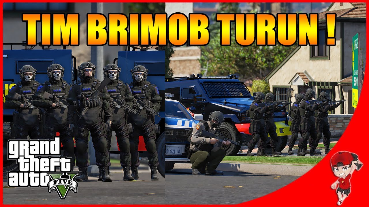 SERU BANGET JADI BRIMOB ! AYO AMANKAN KOTA ! - GTA 5 RASA INDONESIA
