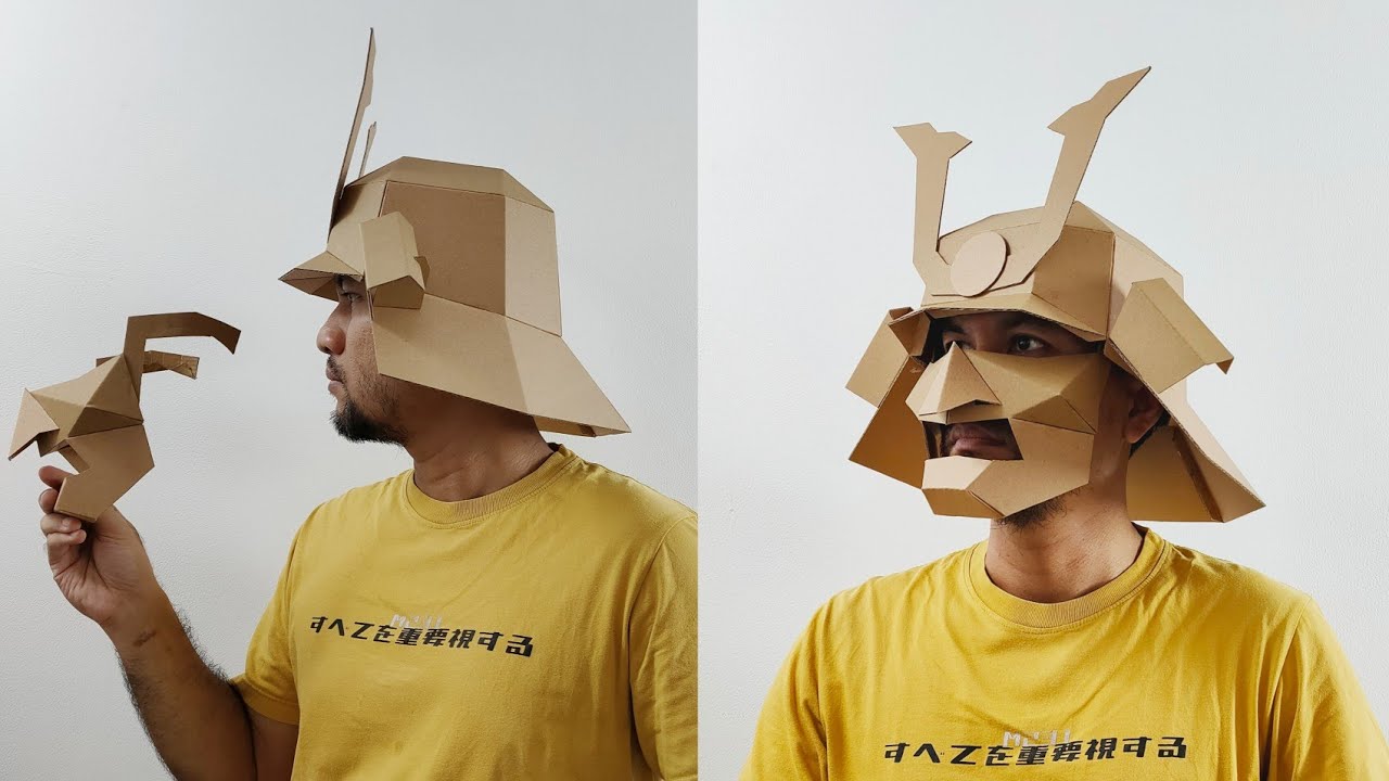 Helm dan topeng samurai (versi baru) Dari Kardus. DIY Kerajinan Tanpa Plastik!