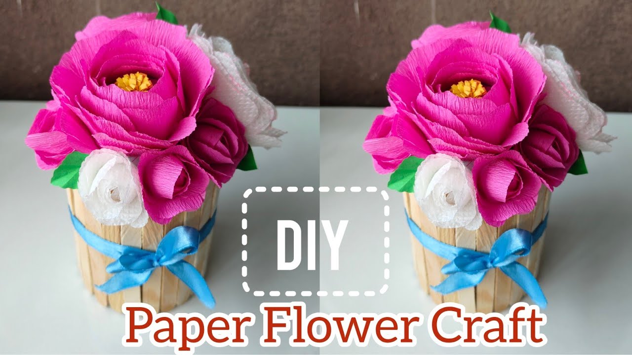 Realistic Paper Flower With Paper/ Tissue paper Flower Craft/Paper Flowers For School Art Exhibition