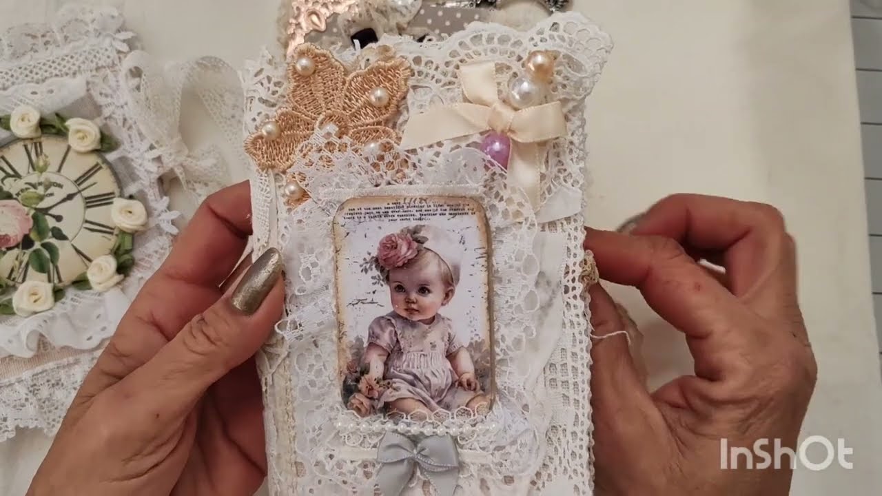 (16) Tuto Embellissement bloc Shabby ou autre #scrapbooking #shabby #dentelle #tissu