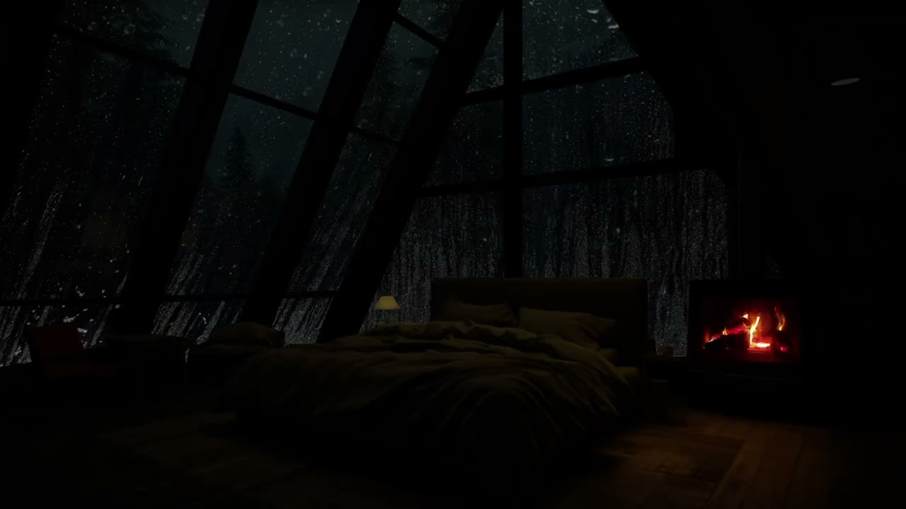 [FALL SLEEP FAST ]No Ads🌧️😴Fireplace Crackling & Rainfall Sounds for Deep Healing Relax & Meditation