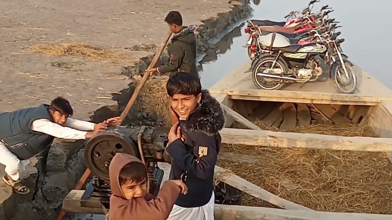 Motorbike & Passengers Crossing the River by Boat | Real Rural Water Transport Journey