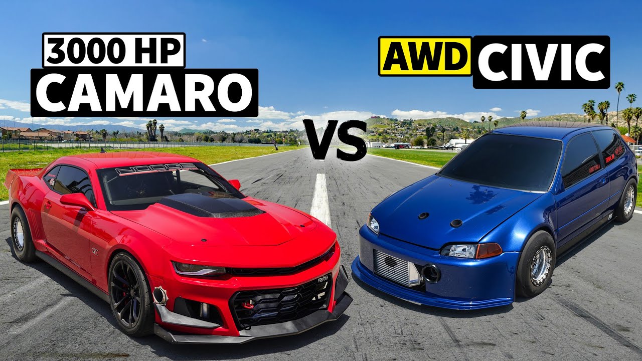 7-секундная гонка Camaro SS против Sleeper EG Civic