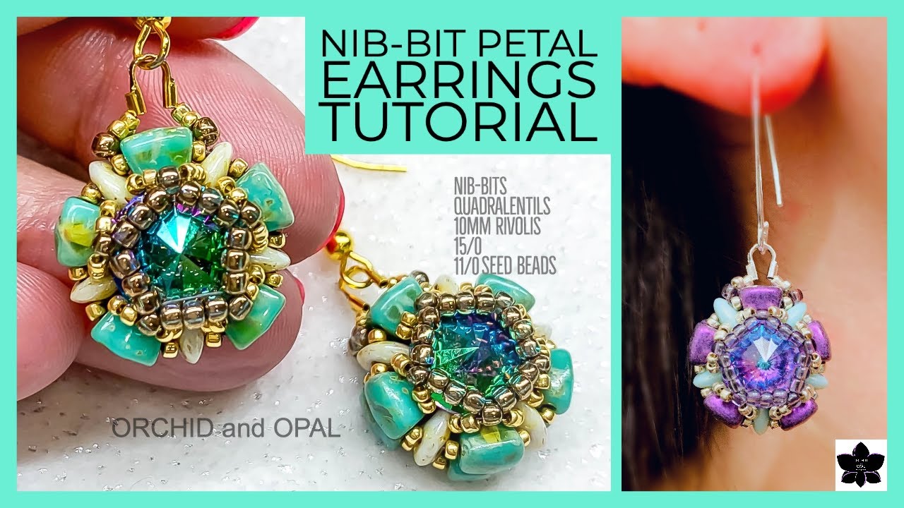 DIY 'Nib-bit Petal' Crystal Rivoli Beaded Earrings Tutorial