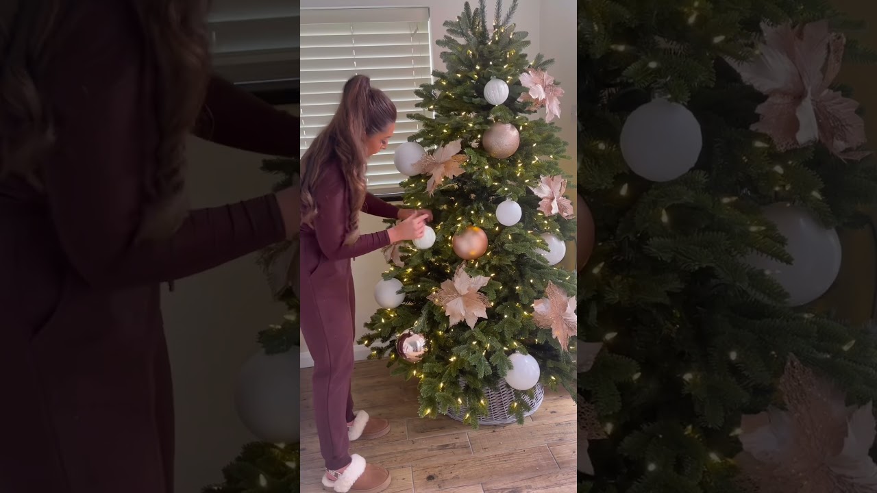 decorate my christmas tree 2022 ✨ rose gold, white & brown 🎄 #decoratewithme #christmastree