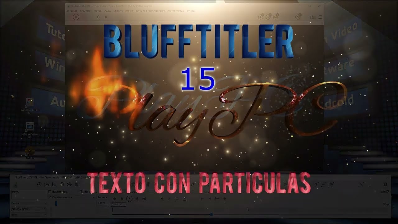 Blufftitler 15 texto con partículas