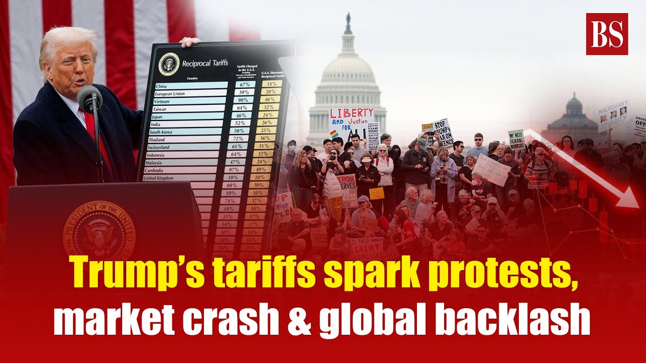 Trump&rsquo;s tariffs spark protests, market chaos & global backlash | Sensex crash | Black monday
