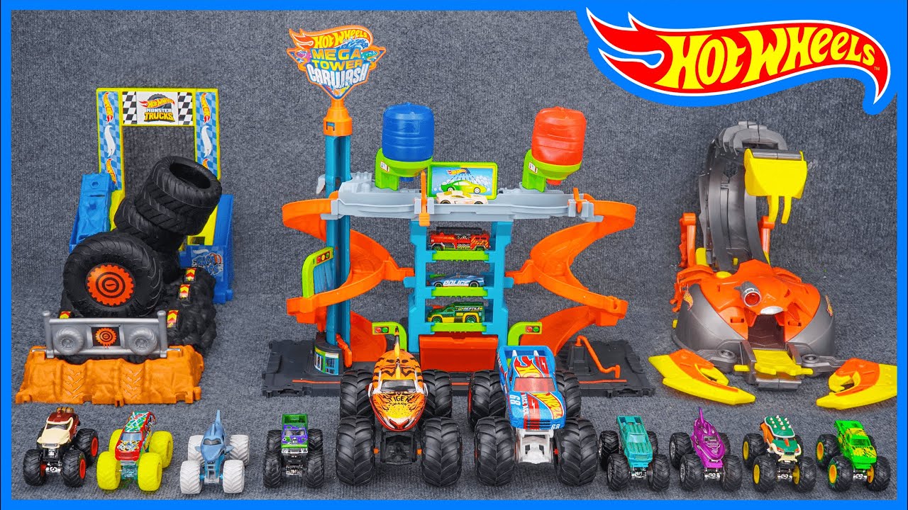 Hot Wheels Collection Unboxing Review ASMR 🔥 Hot Wheels Monster Trucks Race Ace Smash Race Challenge