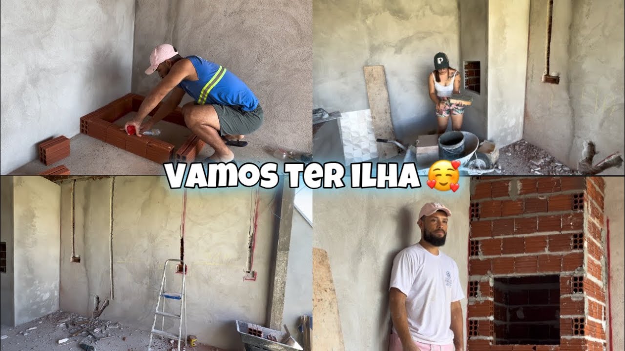 MEU MARIDO FEZ UMA CHURRASQUEIRA DO 0 | NOSSA ÁREA GOURMET ESTÁ TOMANDO FORMA 🙌