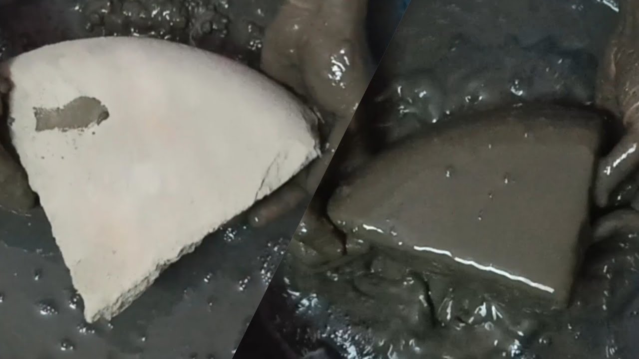 Soft Creamy Powdery Charcoal🖤Dirt Chunks Dipping+Crumbling in 💦 & Paste Mixing/Playing ASMR #797