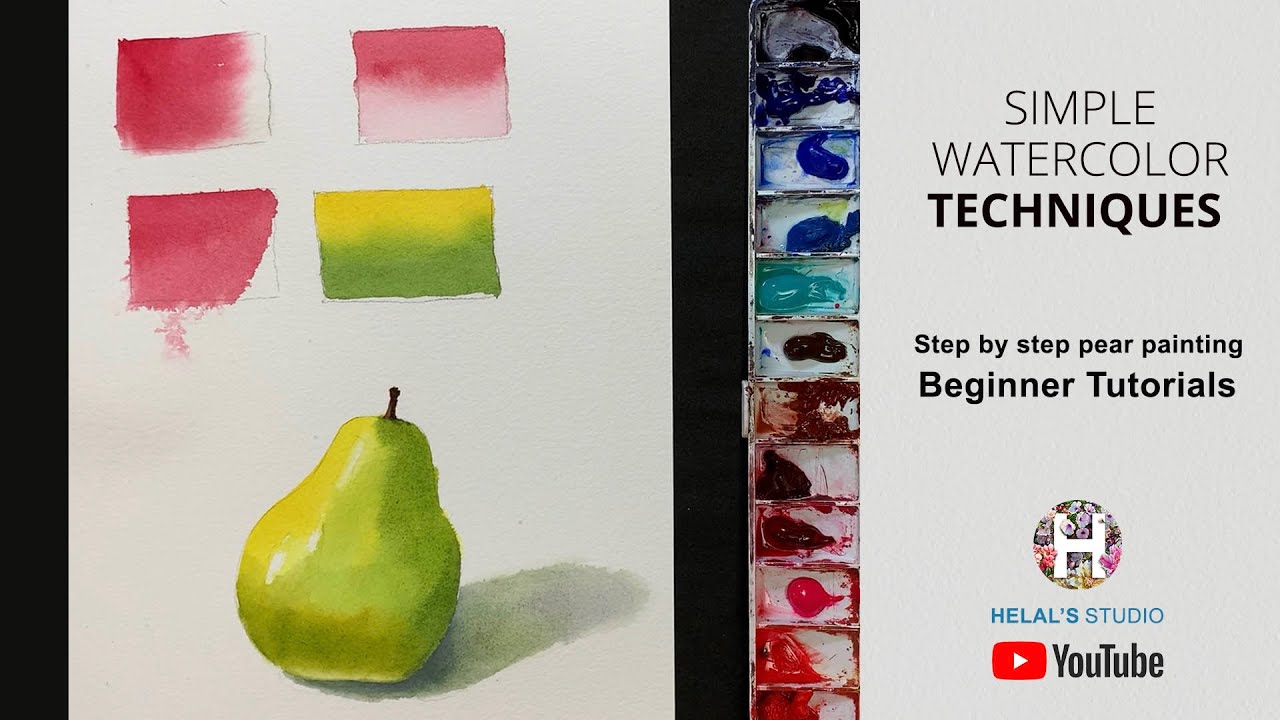 With voiceover description | step by step pear painting | beginner tutorials| HELAL'S STUDIO