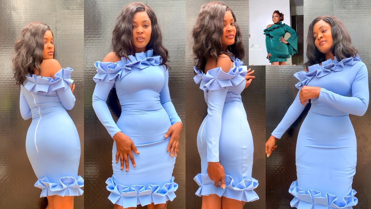 How To Cut And Sew cinched Asymmetric Dress With Plaited Design (Inspired By Veekee James)