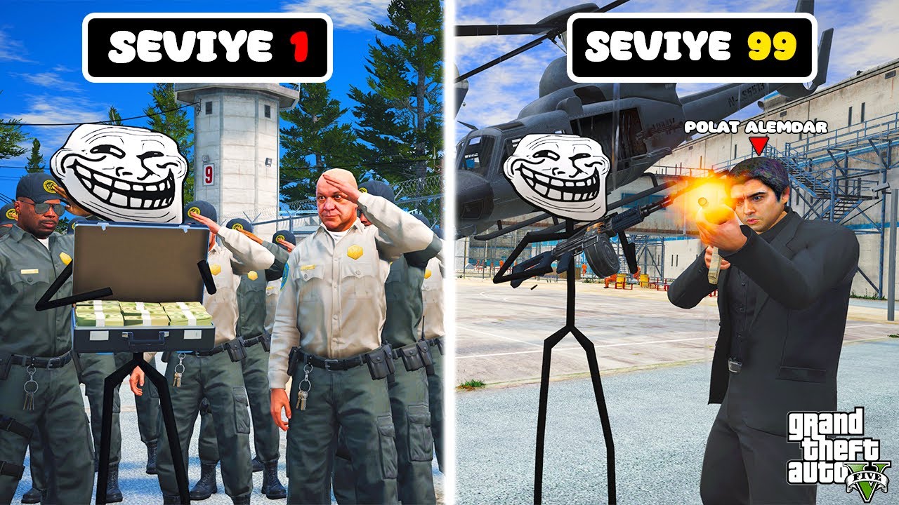 TROLLFACE FARKLI SEVİYELERDE HAPİSHANEDEN KAÇ GÖREVİ! - GTA 5