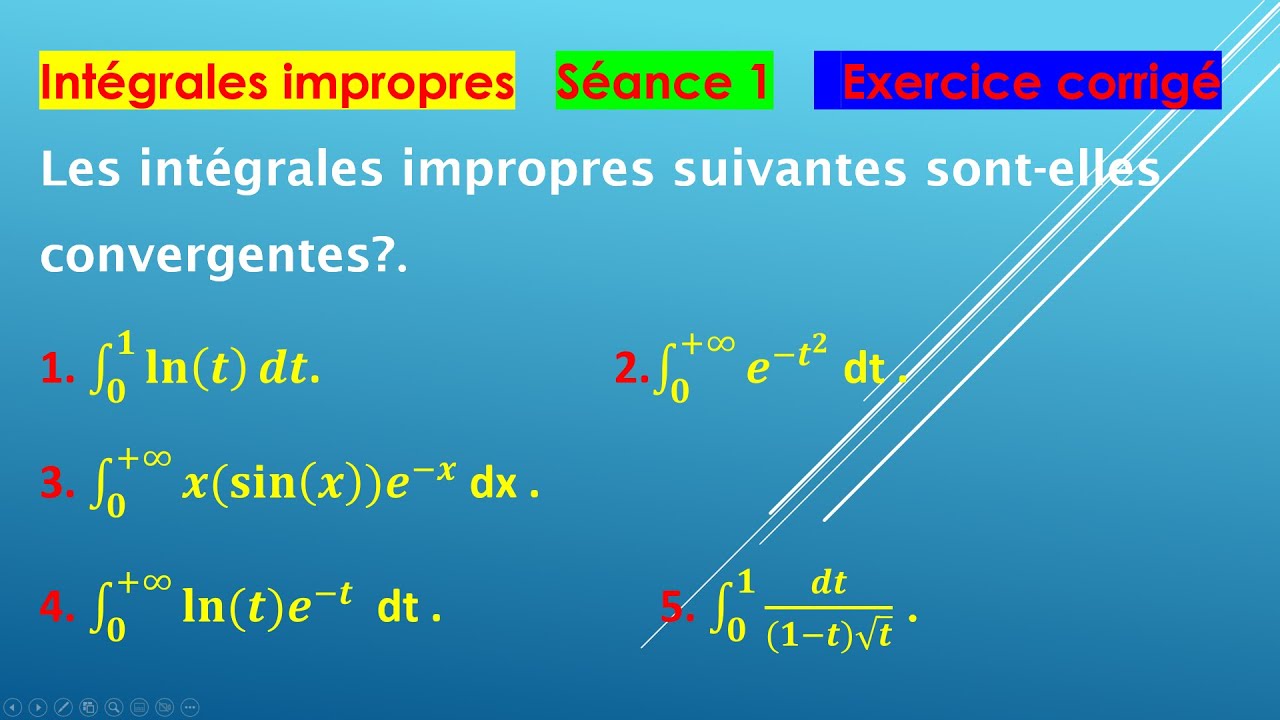 Exercice corrigés sur les intégrales généralisées