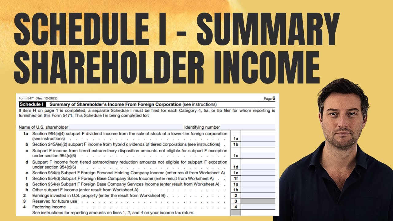 Schedule I: Summary of Shareholder Income - IRS Form 5471