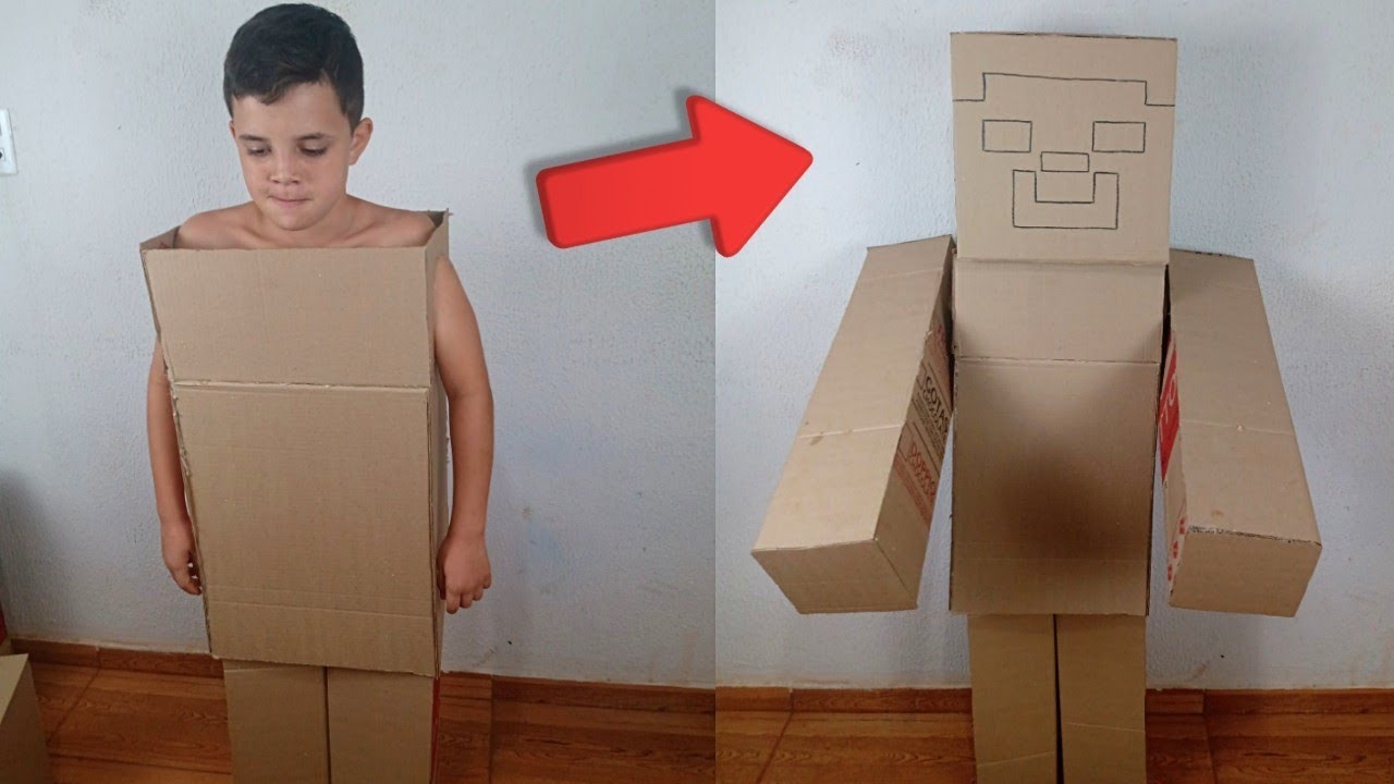 FIZ UM MINECRAFT DE PAPELÃO