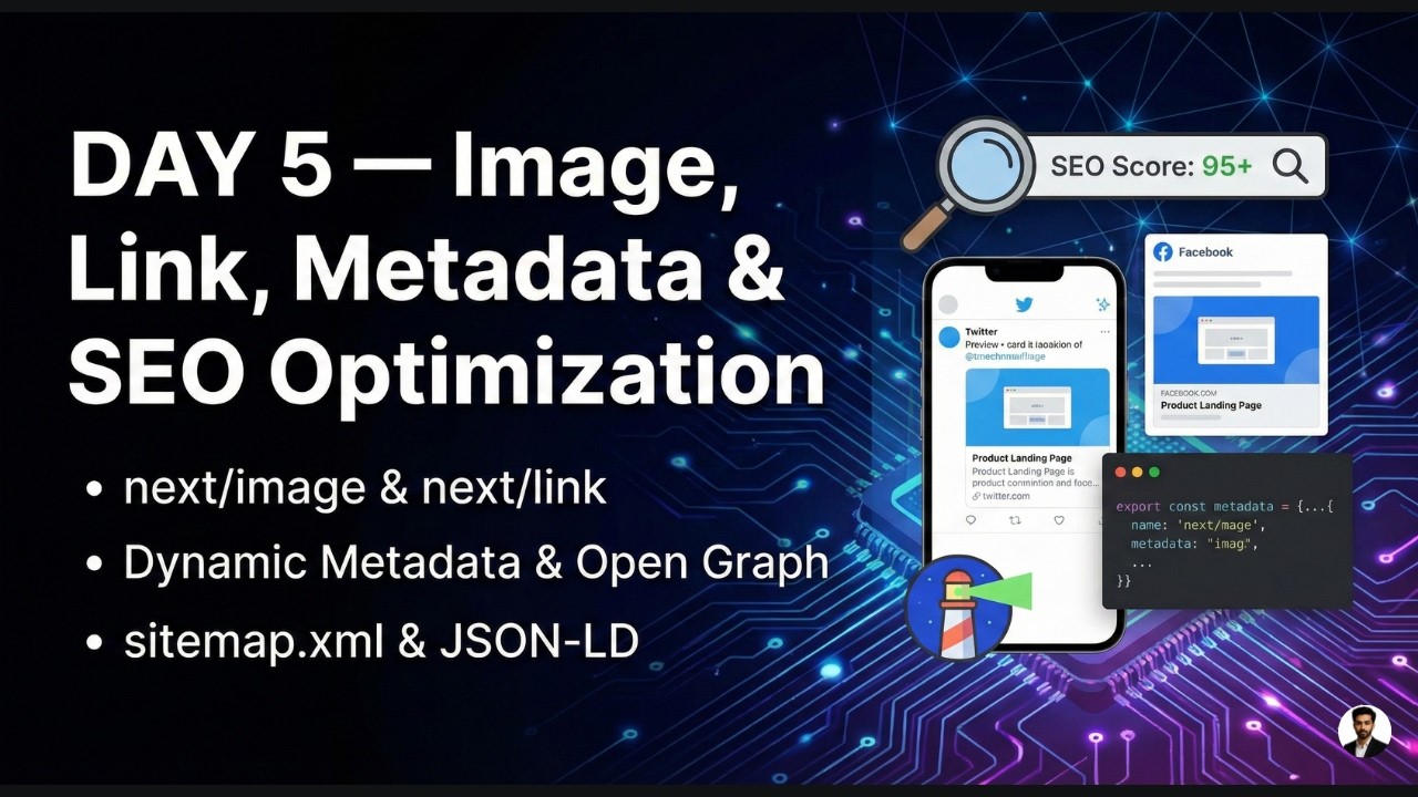 Next.js 16 Tutorial | DAY 5 — Image, Link, Metadata & SEO Optimization