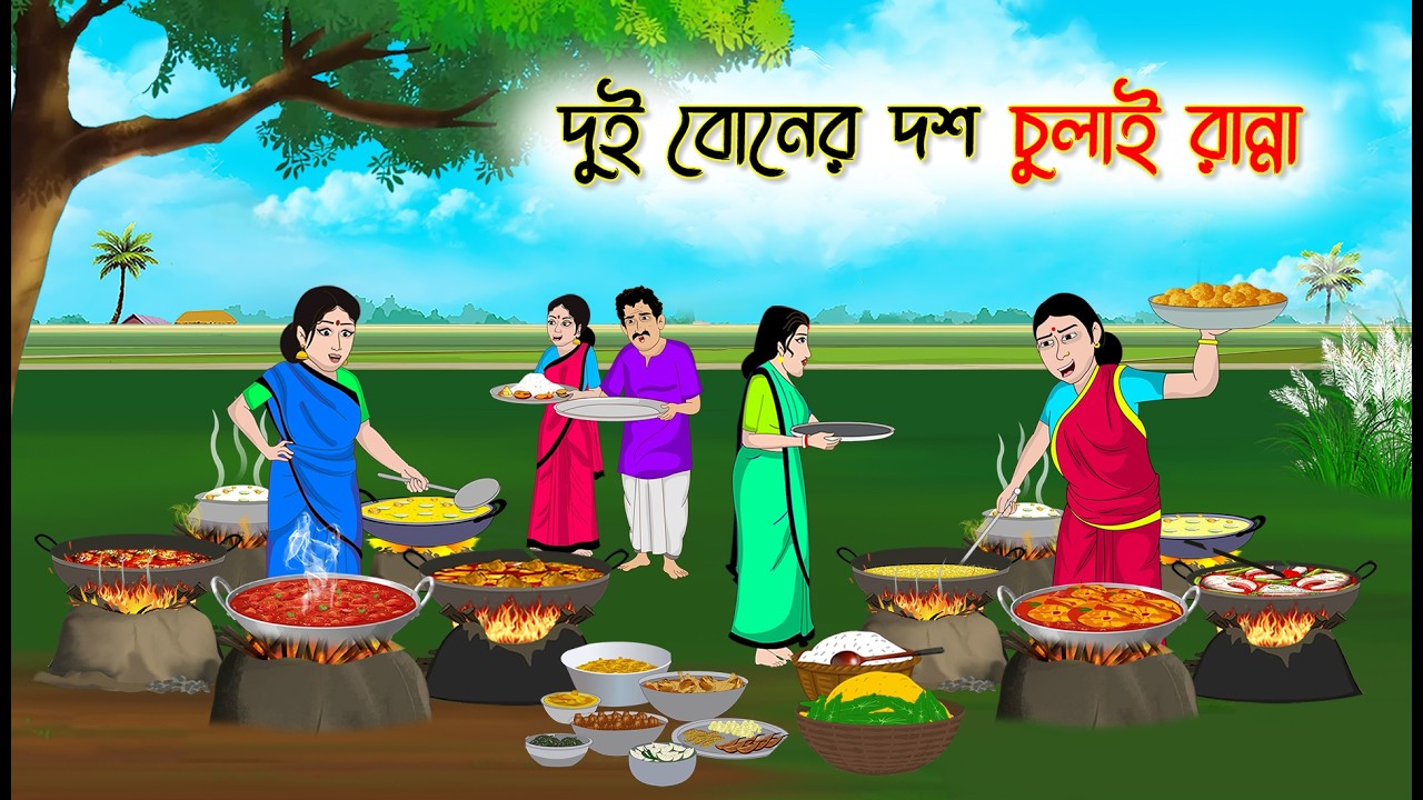 দুই বোনের দশ চুলায় রান্না | Village Story | Thakumar Jhuli | Bangla Cartoon