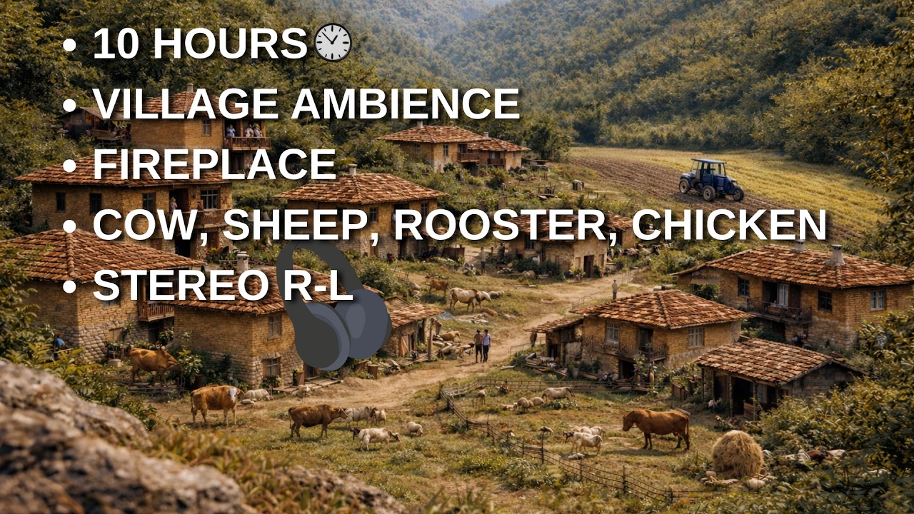 10 Hours Quiet Rural Village Sounds 🌾 Peaceful Countryside Ambience in 3D Stereo | Sleep, Study