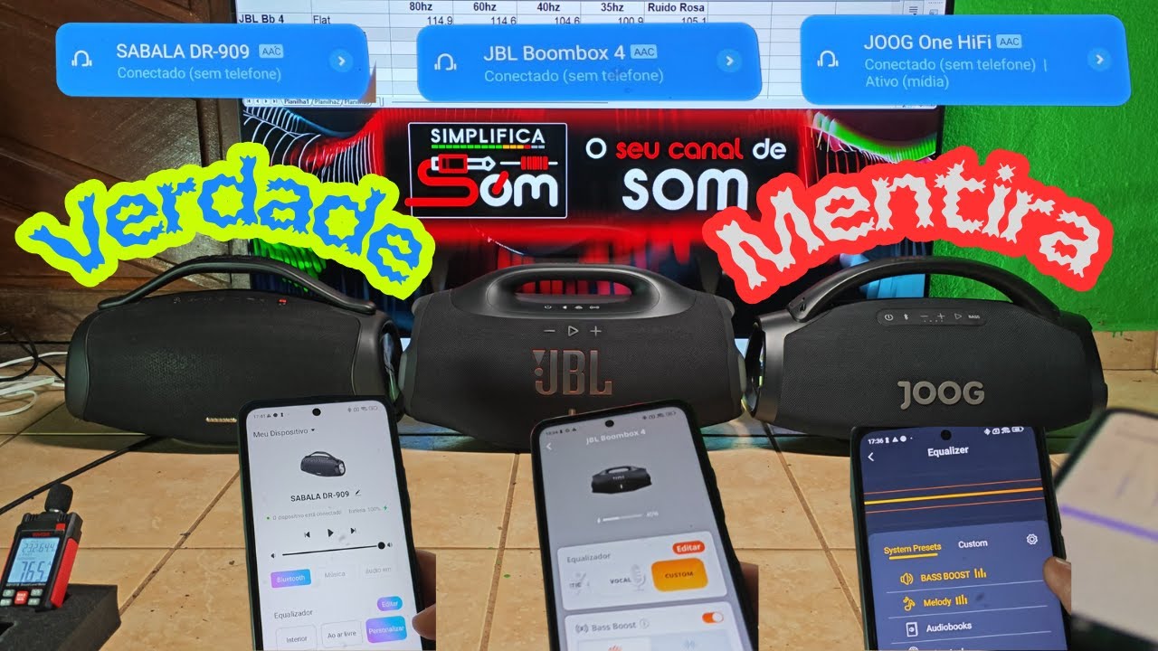 JBL Boombox 4 vs Joog One Hifi ( W-King D20 ) vs Sabala DR-909 - a verdade DESMASCARADA.