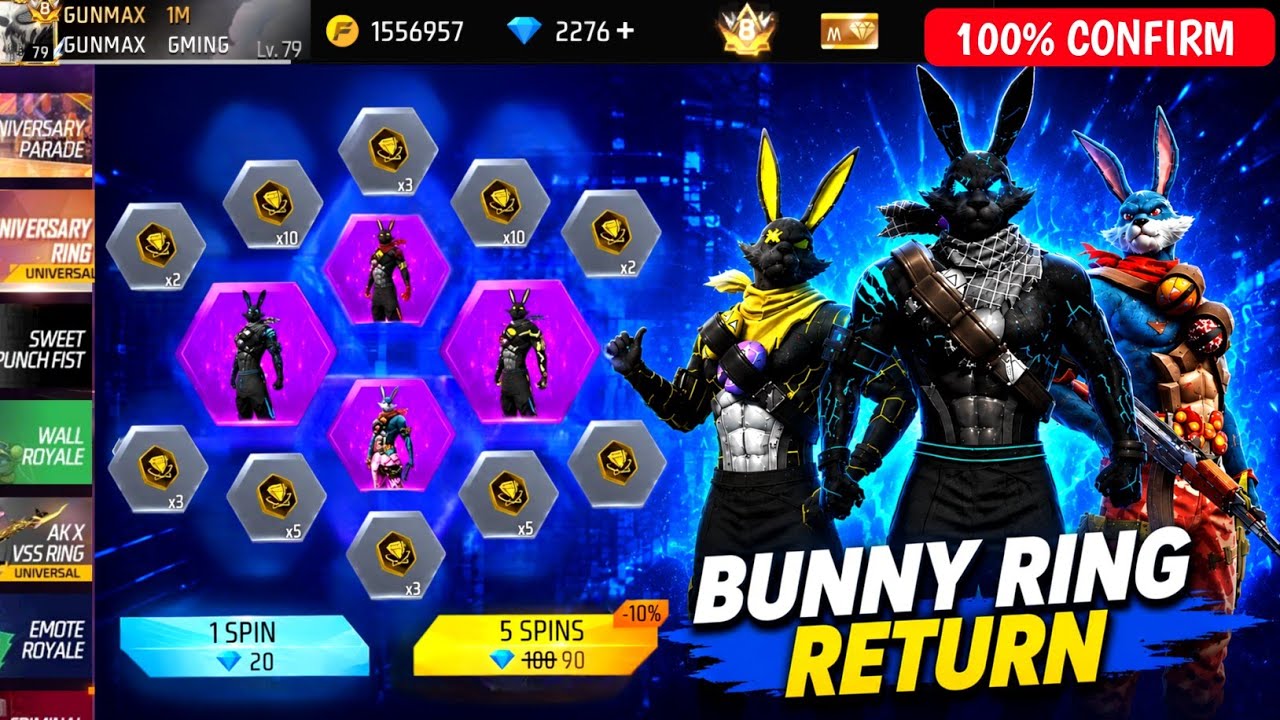 Bunny Bundle Return🔥 100% Confirmed-🇮🇳| Upcoming New Events Free Fire|9th Anniversary Event FreeFire