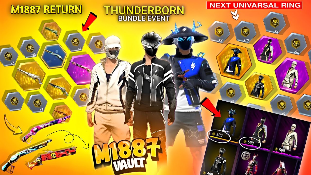 M1887 Return💥 Thunderborn Mvp Bundle Event😱🎉| Darkmatter Bundle| free fire new event| ff new event