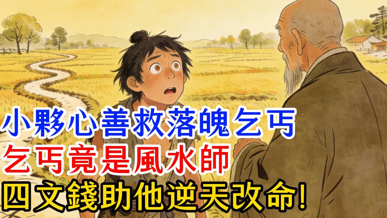風水易改，善心難移：小夥心善救落魄乞丐，乞丐竟是風水師，四文錢助他逆天改命！#民間故事#故事分享#故事頻道#聽書#睡前故事