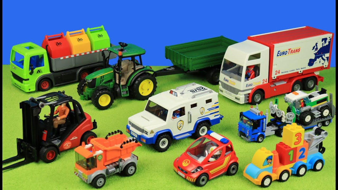 Gabelstabler, Müllabfuhr, Mähdrescher, Feuerwehrauto, Traktor, Polizei, Spielzeug für Kinder