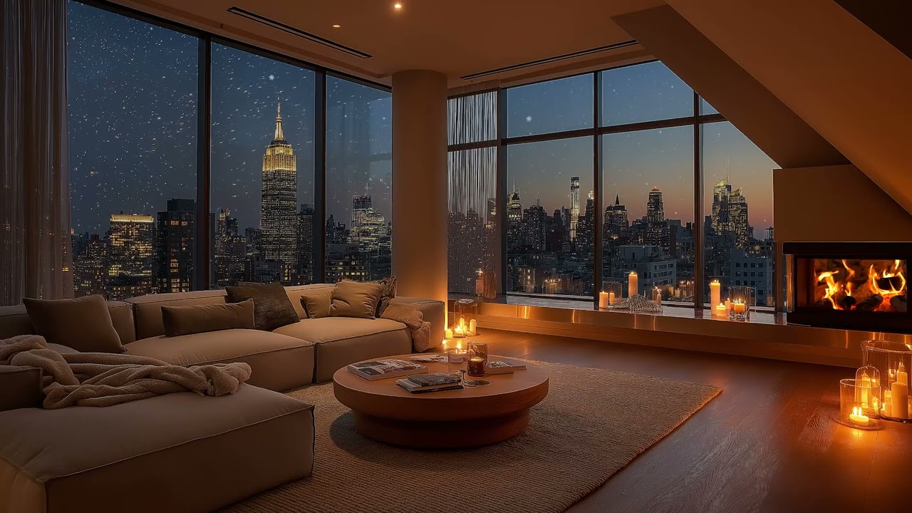 Cozy Winter Apartment ❄️ Smooth Piano Jazz & Fireplace for Deep Focus
