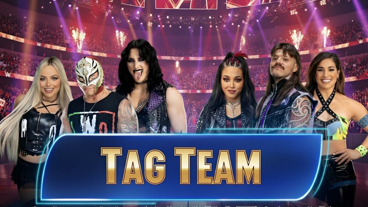 WWE 2K25 - Лив Морган Рей Мистерио Рипли против Роксанны Перес Ракель Родригес Доминик Мистерио