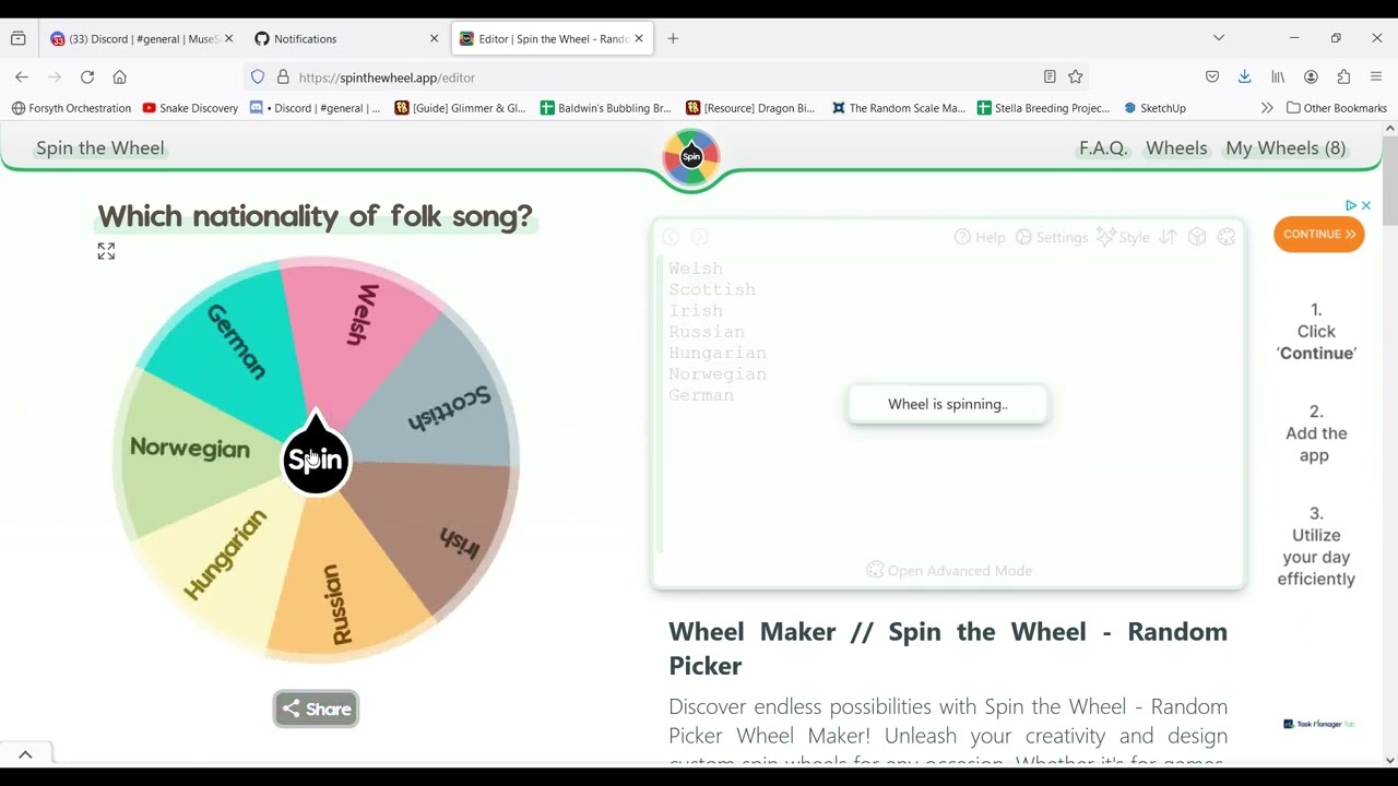 Classical Music Transcription Project: Spin the Wheel Process to narrow down the piece
