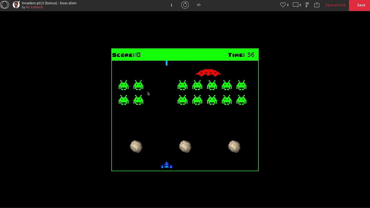 Programming Space Invaders in P5.js - Part 12  - boss alien