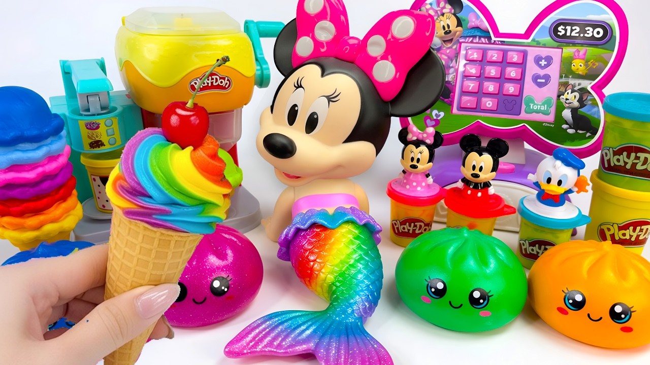 Minnie Mouse 2026🎀 Set Unboxing Rainbow Mermaid Ice Cream Shop con Juguetes Disney ASMR