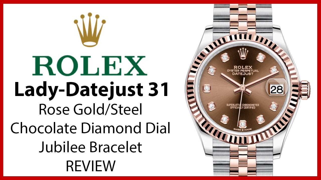 ▶Rolex Lady-Datejust 31 Rose Gold/Steel Chocolate Diamond Dial Jubilee Bracelet - REVIEW 278271