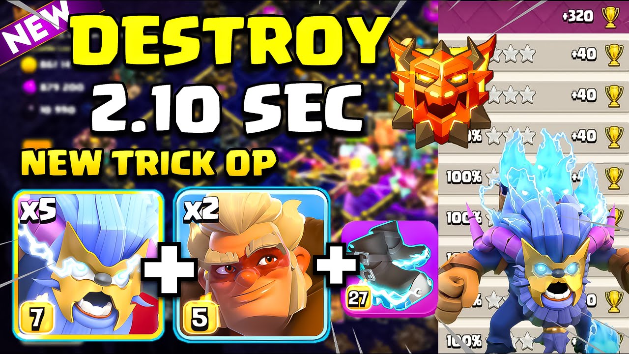 New Easy To Strong Rank Battle attack | TH17 Super Yeti Attack Strategy With + 2 Druid (COC)