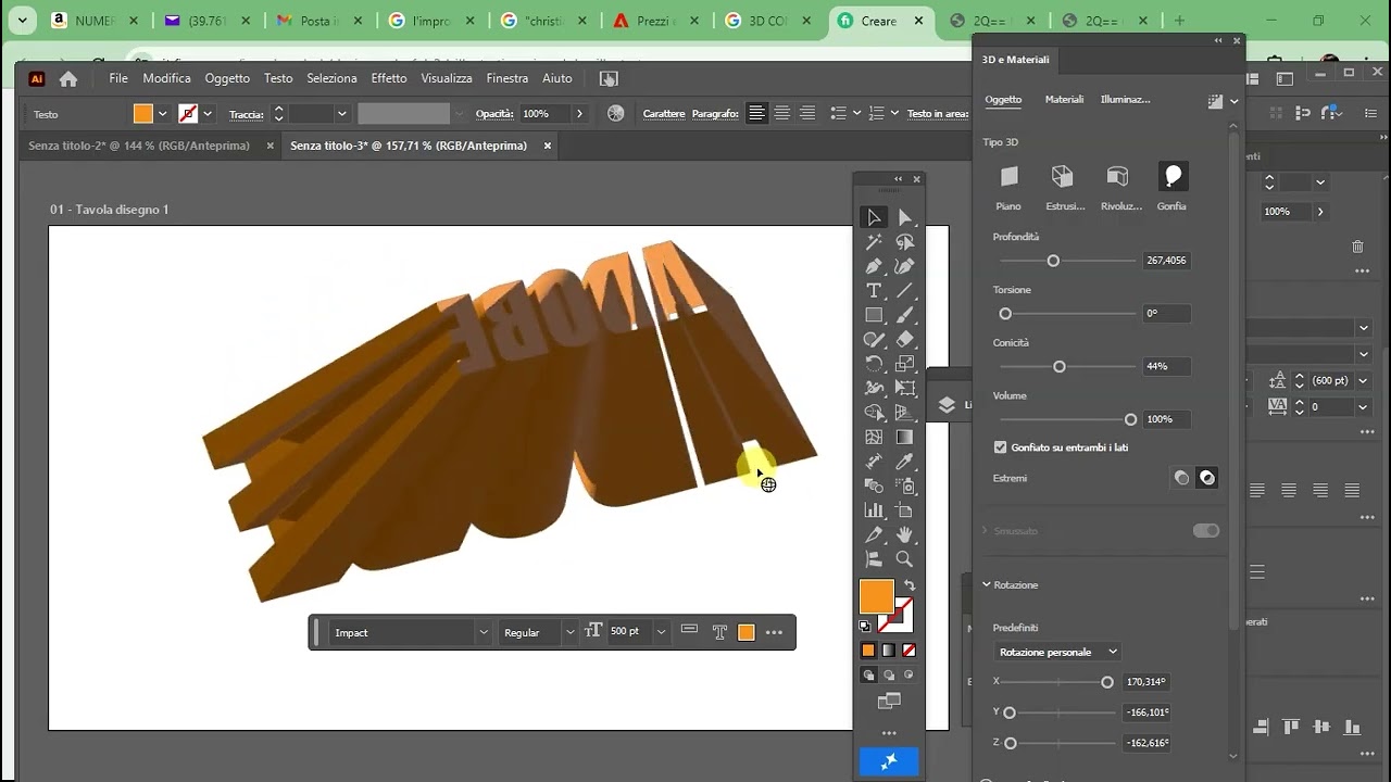 TESTI 3D CON ILLUSTRATOR 2025