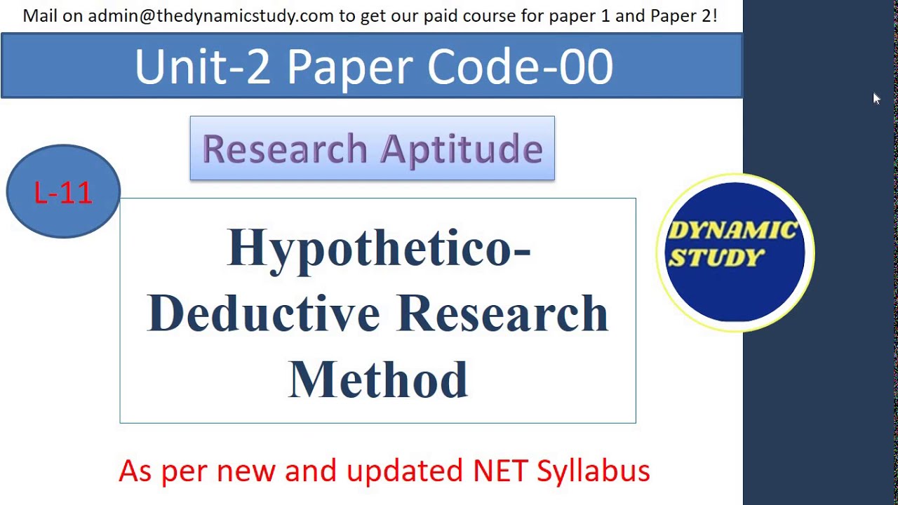 Hypothetico-Deductive Research Method | Lesson-11 Research Aptitude