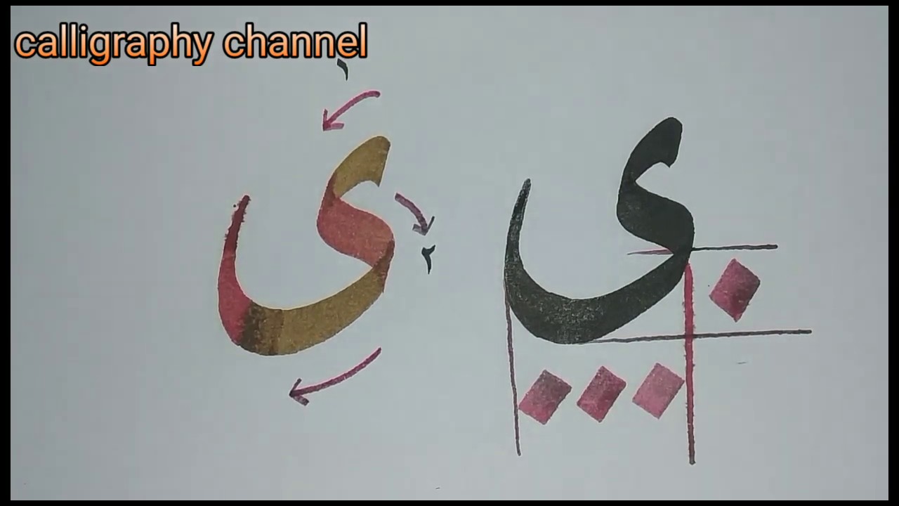 Belajar kaligrafi - khat riq'ah huruf Ya (ي).