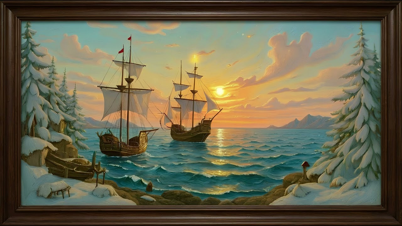 Majestic Winter Sea: 4K Ocean Masterpiece with Soft Waves | ART for Your Screen
