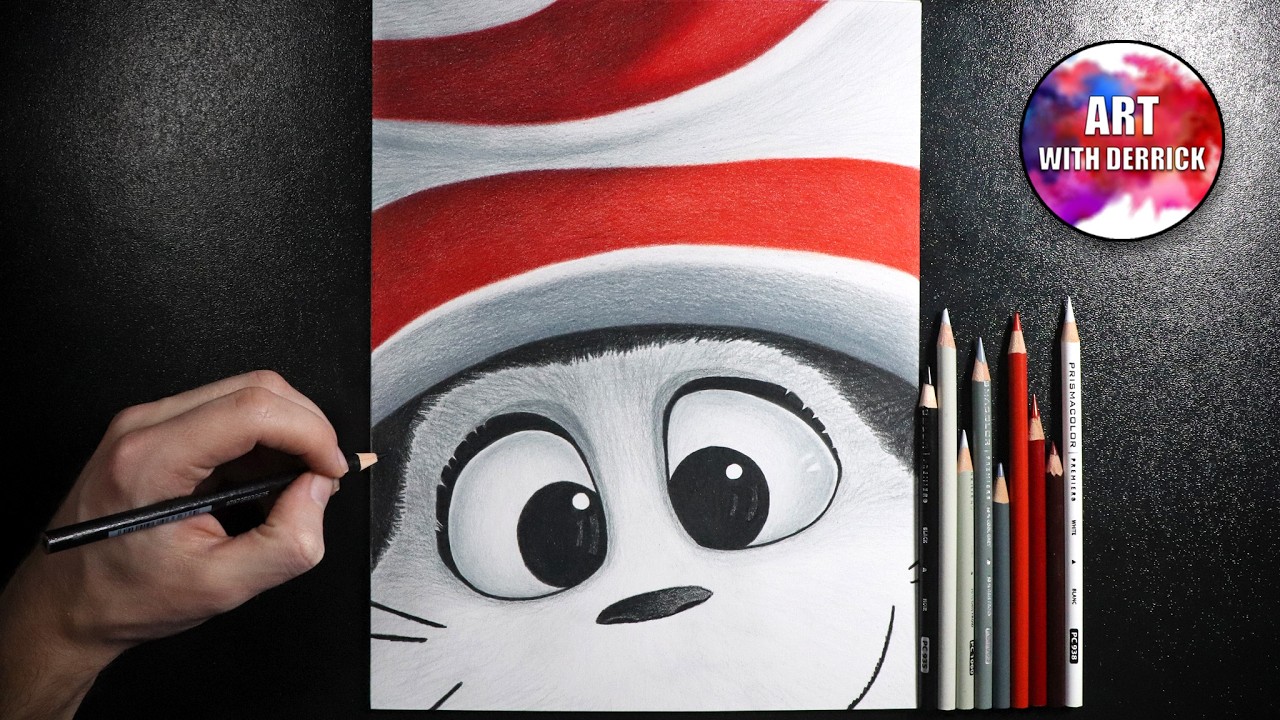 Drawing The Cat in the Hat | Colored Pencil Timelapse Art