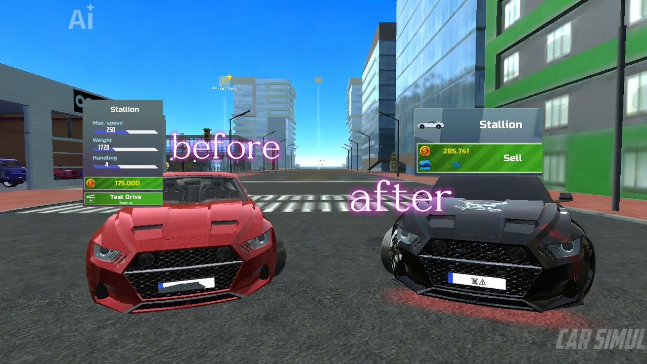 Before car vs after mustang 🐎 modified and gameplay the video 